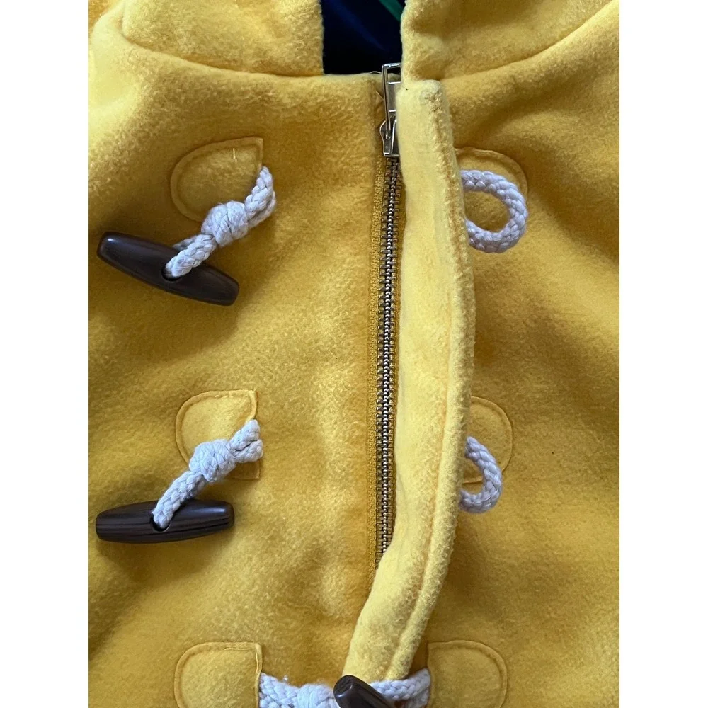 Rowing Blazers Kids Yellow Fleece Duffle Pea Coat Toggle Hooded Jacket XS 4/5